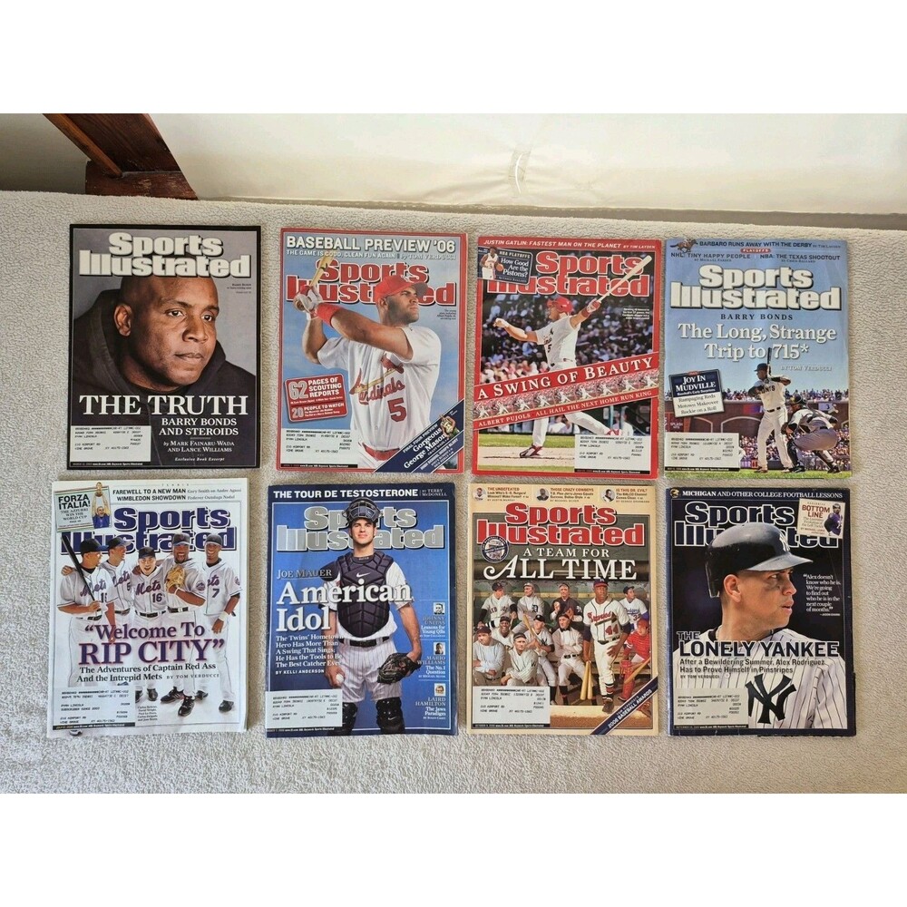 Sports Illustrated Baseball Lot 8 Bonds Pujols A-Rod Mauer Yankees Mets MLB SI